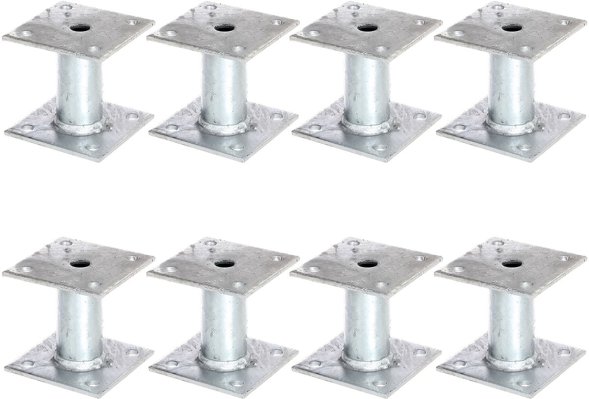Alberts 8 x paaldrager, plaat 100x100 mm, buis-Ø 42 mm, thermisch verzinkt, voor opschroeven