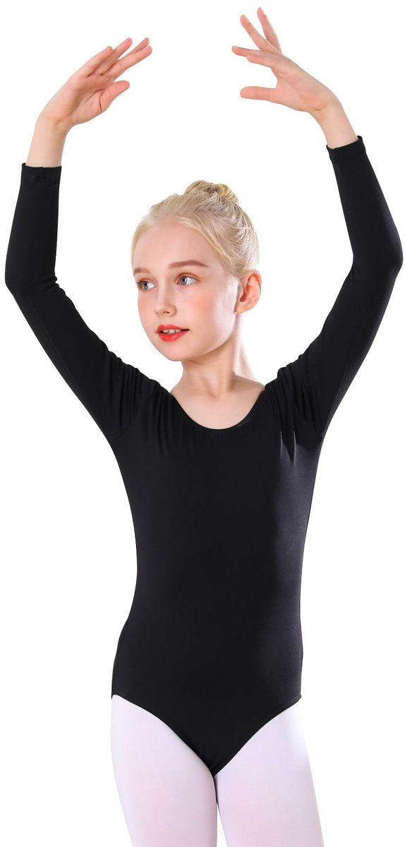 Ballet Clothing Girls Children's Ballet Suit Ballet Suit Long Sleeves Dance Bodysuit for 3-12 Years Black 140 Black