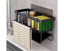PromoHome Keuken Spoelbak Organizer - Sponshouder met Afvoer en Handdoekrek