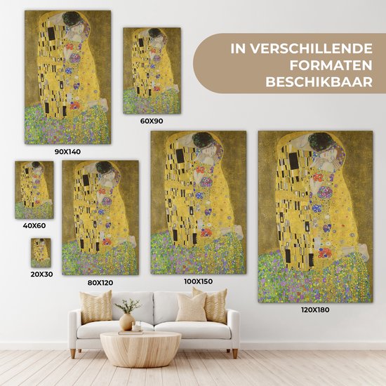 Tableau sur toile 80x120 cm - Décoration murale Le baiser - Gustav Klimt - Art - Maîtres anciens - Accessoires de Décoration murale - Décoration murale de Cuisine - Peintures sur toile