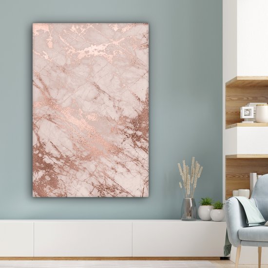 Peintures sur Toile Marbre - Rose - Luxe - 80x120 cm - Décoration murale