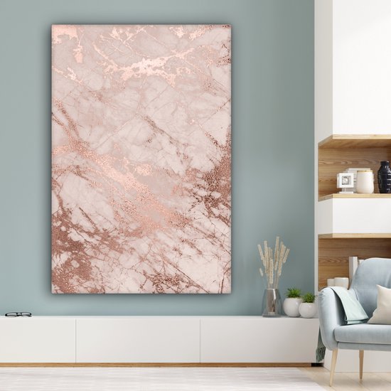 Peintures sur Toile Marbre - Rose - Luxe - 90x140 cm - Décoration murale