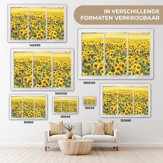 Peintures sur Toile Transparent - Tournesol - Jaune - 140x90 cm - Décoration murale