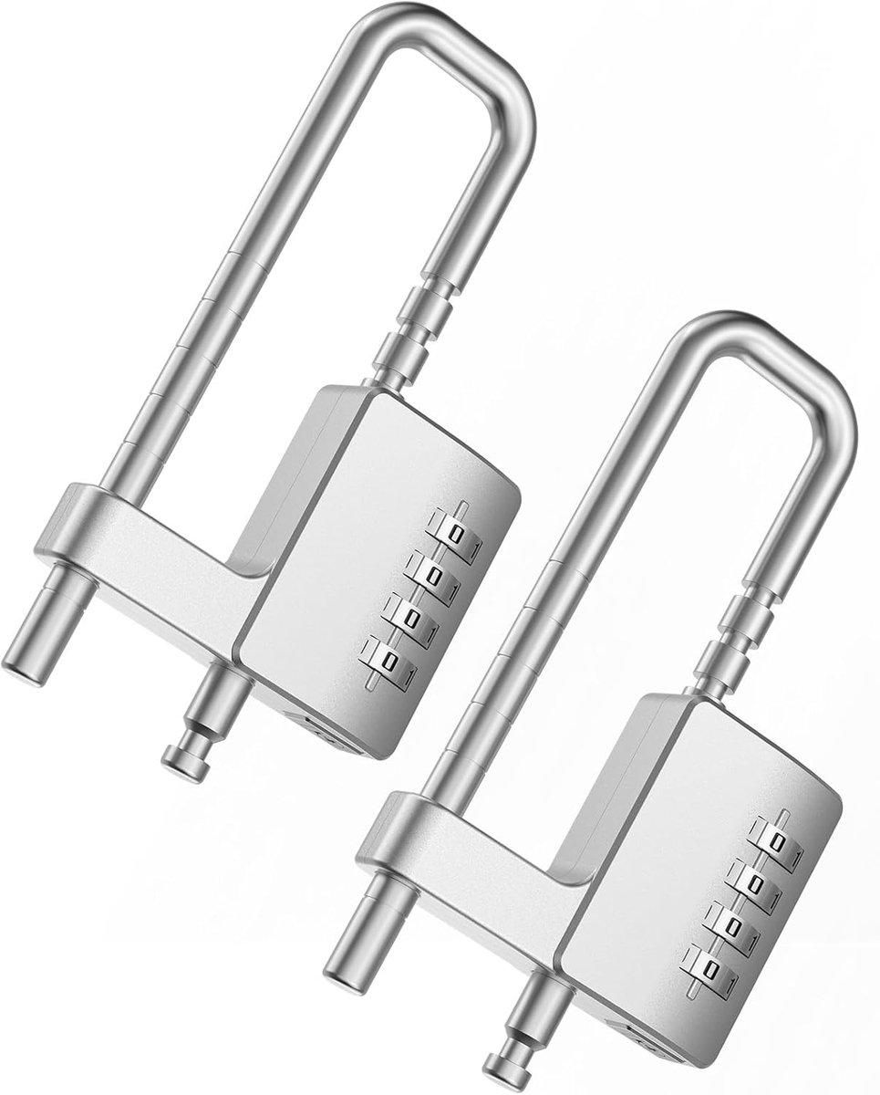 Veilig 4-cijferig Combinatiehangslot voor School en Sportkluisjes - Sleutelloze Beveiliging (Zilver - 2 Stuks)