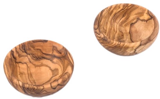 SOLTAKO Set van 4 hoogwaardige dip schaaltjes van exclusief olijfhout – tapas schalenset – kleine mediterrane schaal voor olijven & BBQ sauzen – dip