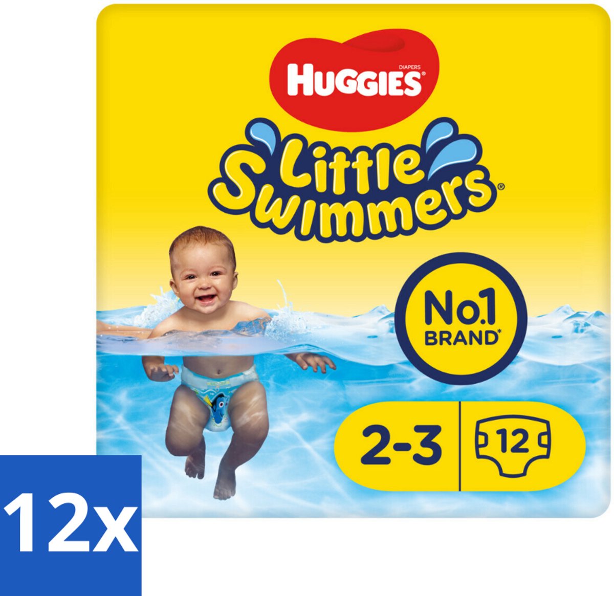 Image of 12 x Huggies Little Swimmers maat 2-3 (3-8 kg) 12 stuks per verpakking - Zwemluiers - Badluiers - Zwembroekjes - Babyzwemmen - Huggies