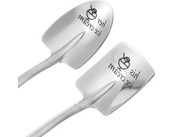 JHubers Goods - IJslepels, huwelijkscadeaus voor bruidspaar, herbruikbare koffielepel - Roestvrijstalen lepel voor verjaardagen en jubilea - Geschenken voor koppels, vers getrouwde paren (minimaal 96 karakters)