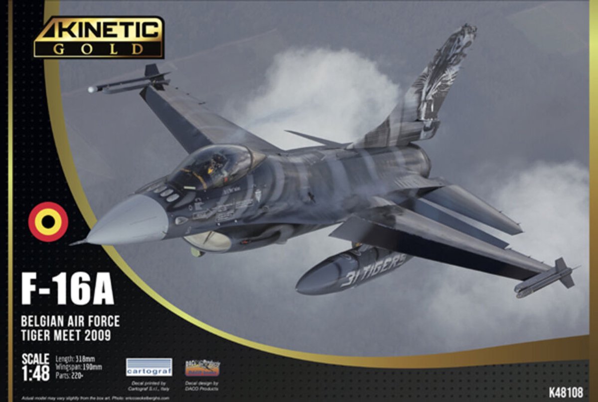 Kinetic Modelbouwpakket Militaire voertuigen - 48108 General Dynamics F-16A MLU - Belgian Air Force - Tiger Meet 2009 - Straaljager Plastic - 1:48 - Modelbouw