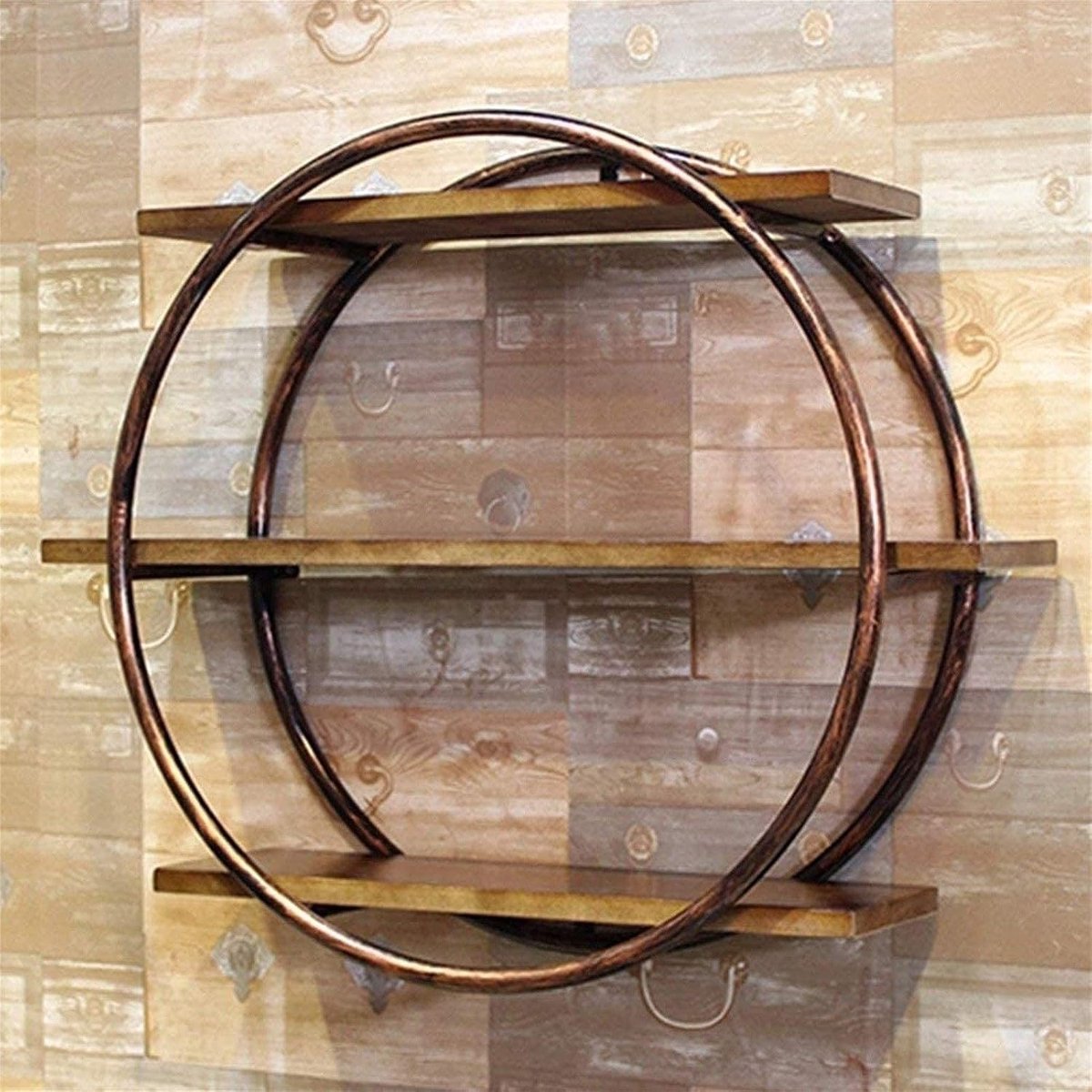 Rond Wandrek - Decoratieve Plank - Ruimte Benutten - Industriële Stijl - 80 cm - Rustiek Hout