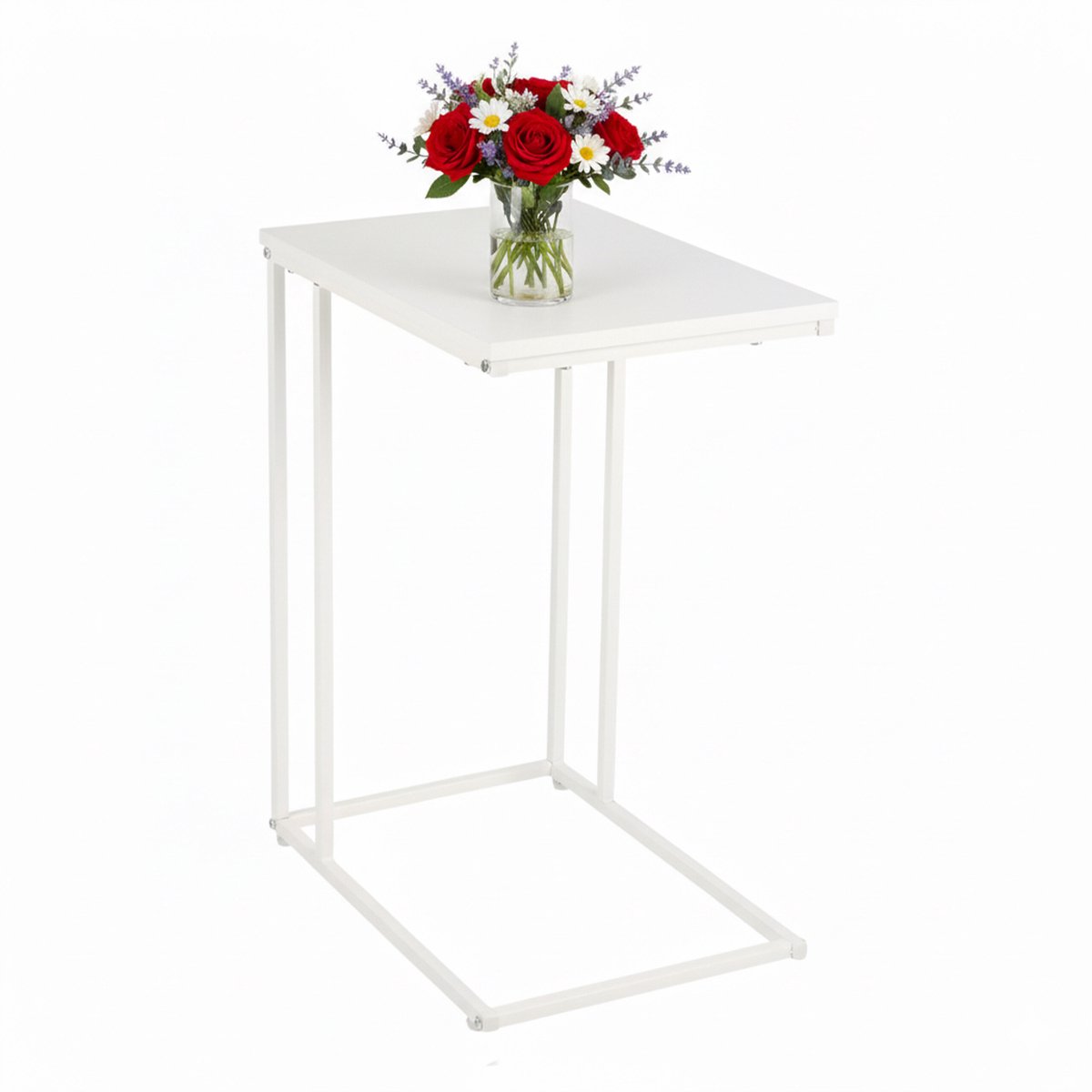 Bijzettafel u-vorm - 64 x 50 x 35 cm - onder bank - wit