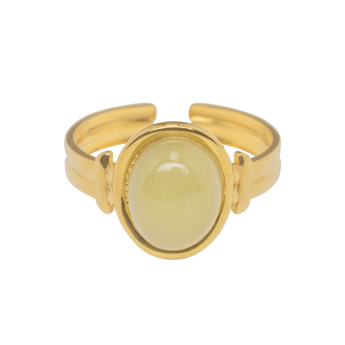 Essenza Large Green Stone Ring Gold