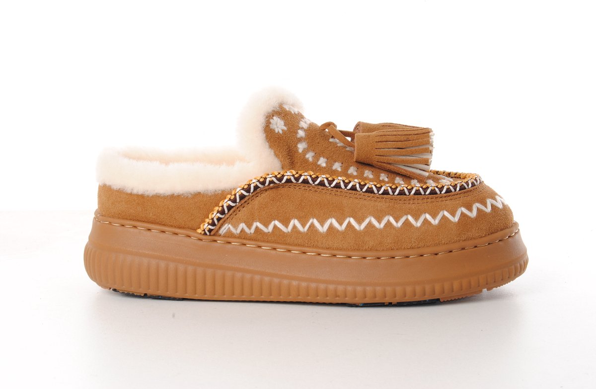 NAN-KU dames slipper Golem suède naturel