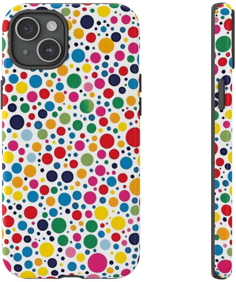 Vrolijk Stippenpatroon in Kleurrijk Design – Telefoonhoesje Geschikt voor iPhone 15 Plus