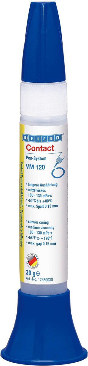 Weicon Contact VM 120 – Cyanoacrylaatlijm 30 g – Kleurloos voor metaal