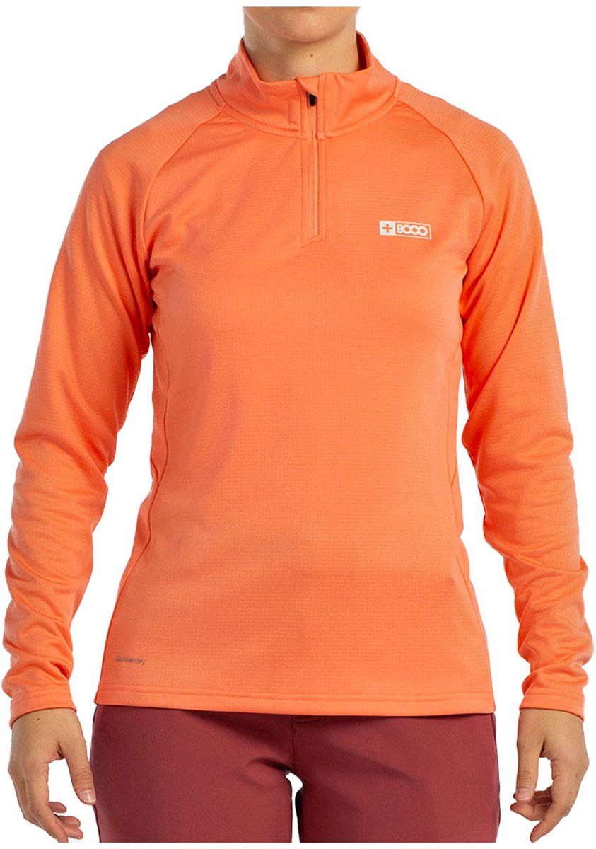 +8000 Lua Half Rits Lange Mouw T-shirt Oranje L Vrouw