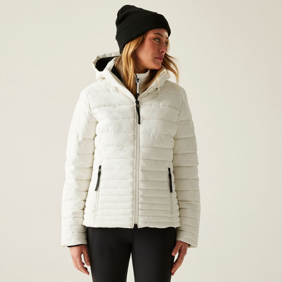 Kelane waterafstotende isolerende donsjas met capuchon voor dames Beige