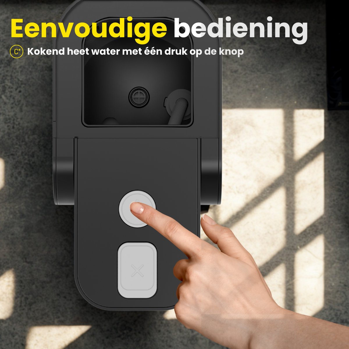 COOK-IT Heetwaterdispenser - 1.5L Instant Waterkoker - 100°C - 250ml per druk - 2200W - BPA-vrij - Heetwatertap - Zwart — afbeelding 2
