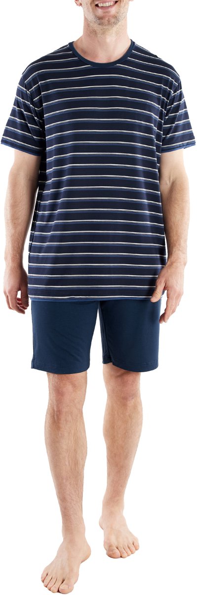CECEBA heren bamboe pyjamaset kort stripes blauw