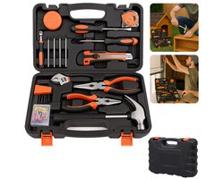 Cheqo® Gereedschapset Voor Beginners - 45-Delige Gereedschapset - Klauwhamer - Schroevendraaiers - Tangen - Imbussleutels - Multi-Schroevendraaiers - Afbreekmes - Rolbandmaat - Isolatietape - Spanningzoeker - Kunststof Opbergkoffer