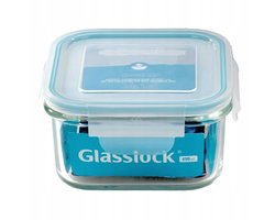 Glasslock vierkante glazen voedselcontainer 490ml blauw