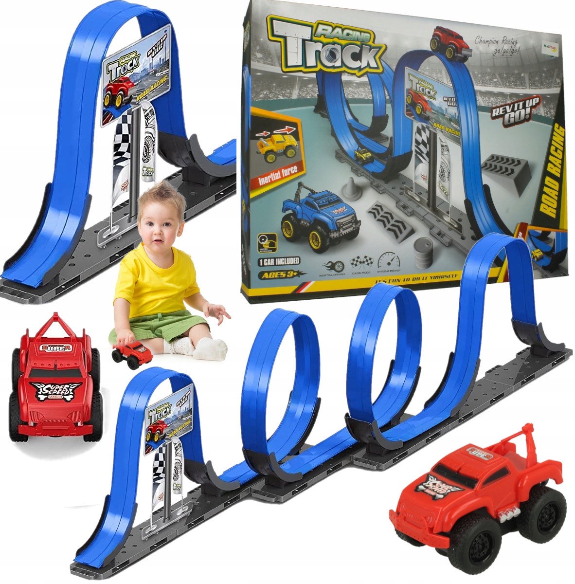 Magnetische Racebaan met Loops 445cm - Speelgoedauto met Magneet
