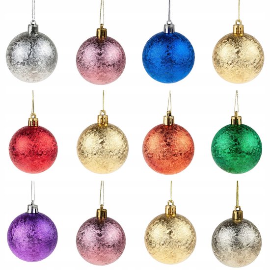 Set de 12 Boules de Noël de 4 cm - Colorées et incassables