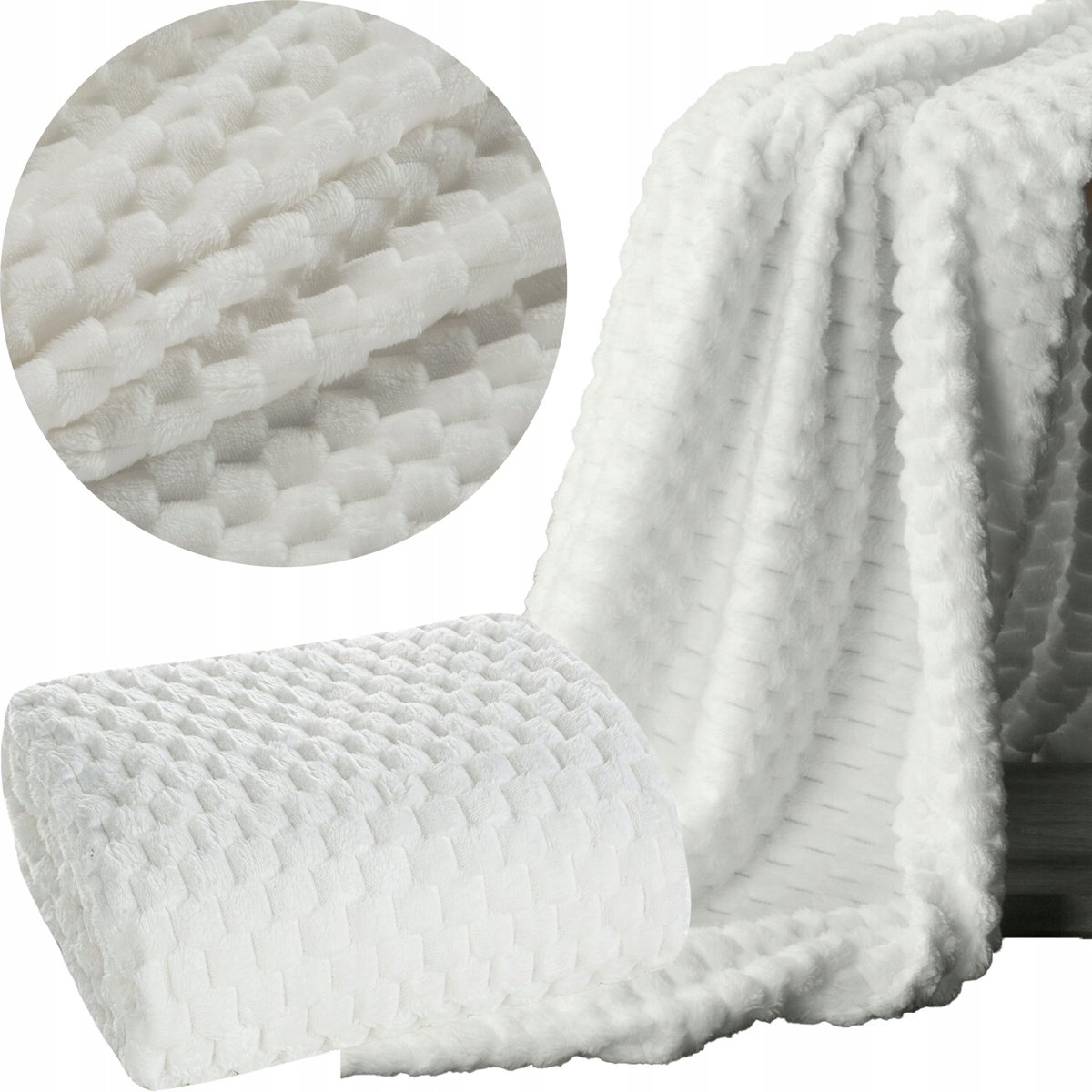 Eurofirany Zachte 3D Plaid Deken 150x200cm - Beige, Polyester