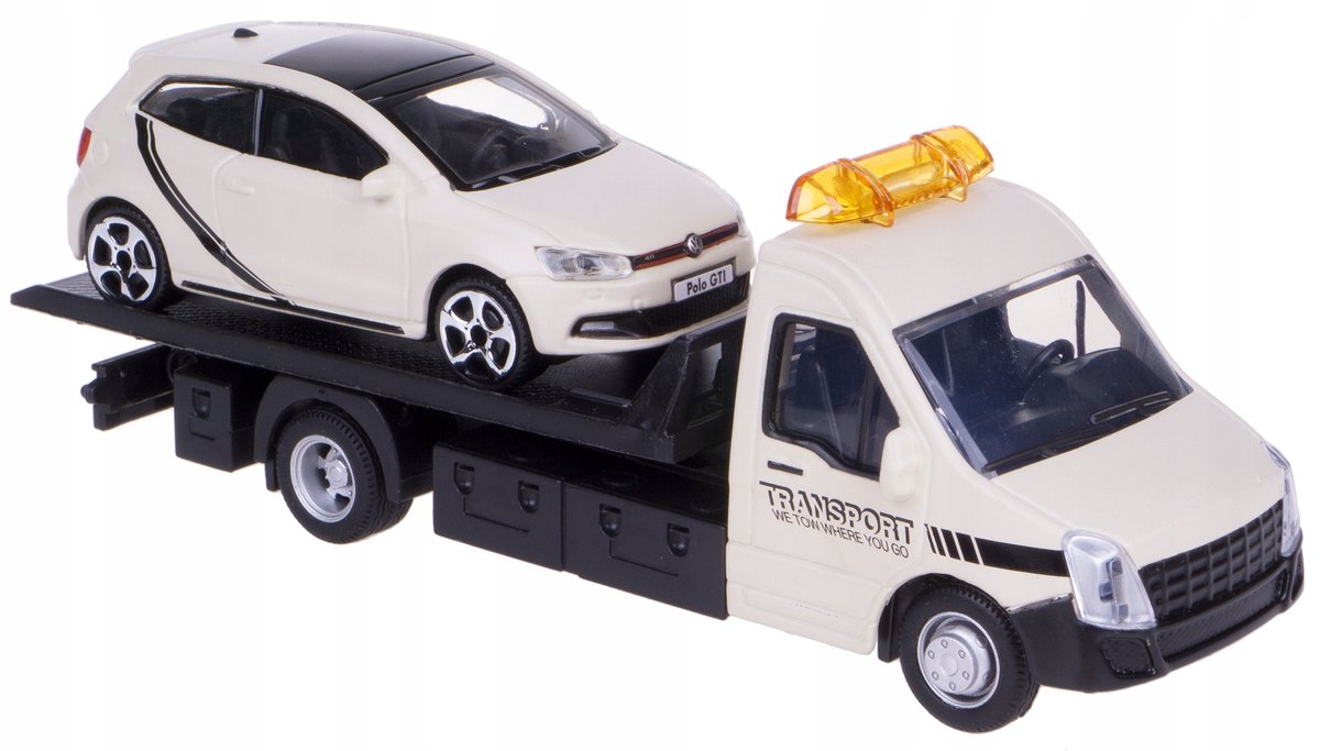 Bburago Autotransporter met VW Polo GTI, 1:43, Crème