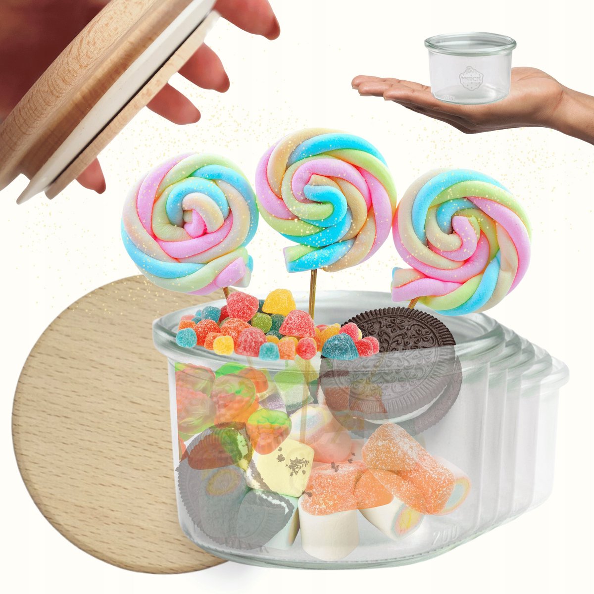 Weck Glazen Potten 200ml met Houten Deksel - Set van 6