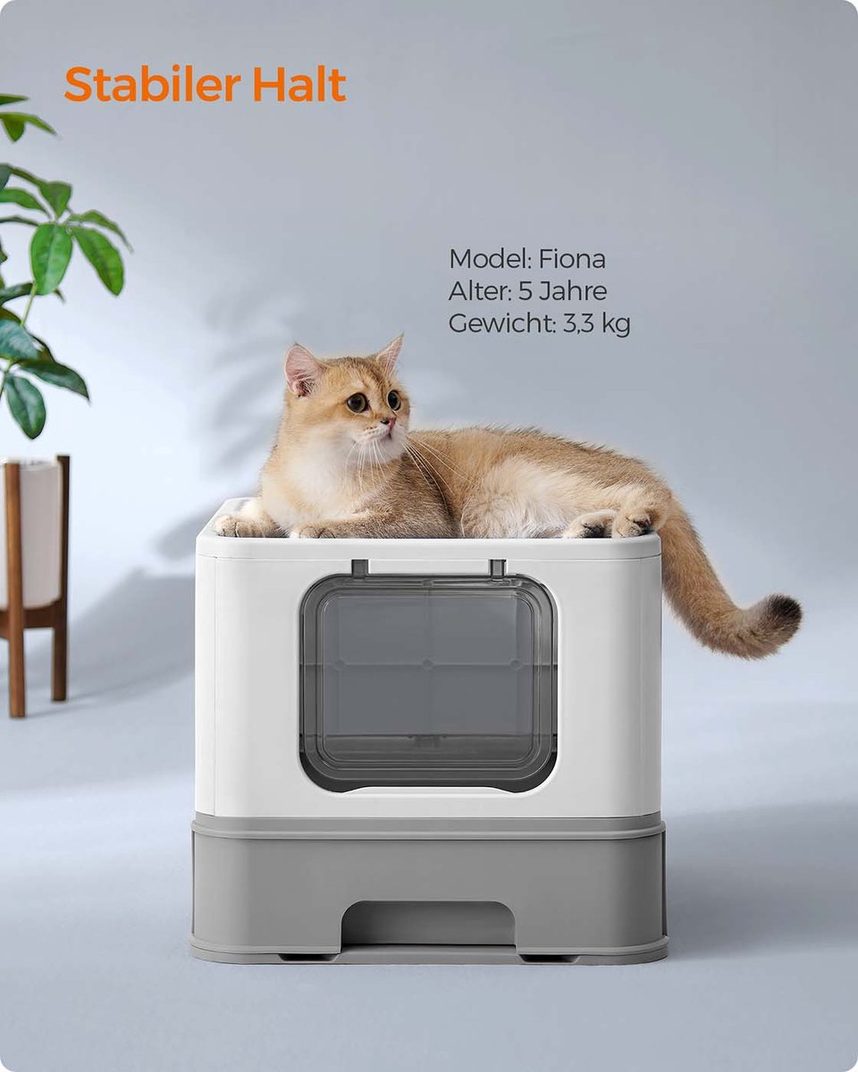 Feandrea verborgen kattenbak, kattenbak met kap, uitschuifbare lade, schep, borstel,… thumbnail 4