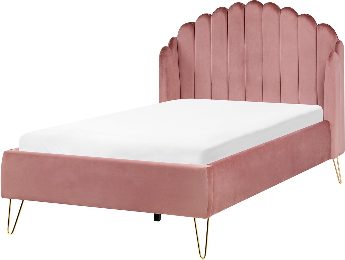 Beliani AMBILLOU - Tweepersoonsbed - Roze - 120 x 200 cm - Fluweel