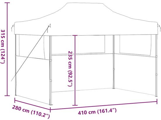 vidaXL Tente de réception pliante avec 3 parois latérales 3 x 4 m Crème Acier