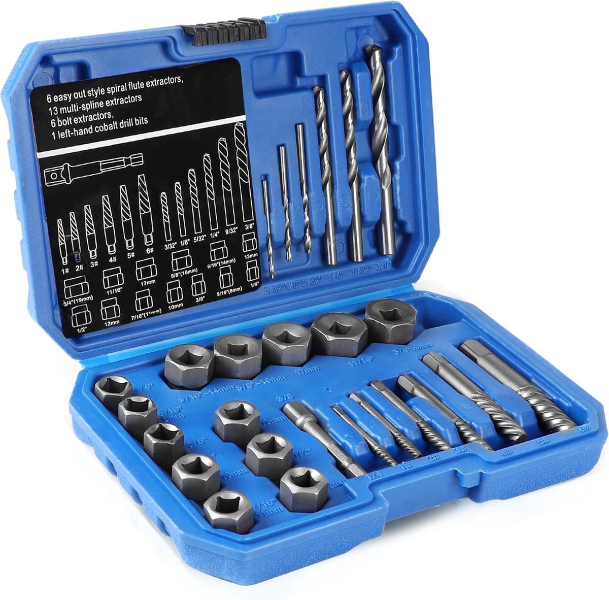 26 Pieces Screw Remover Set - Left Turner - Professioneel met Draagtas - Hoge Hardheid - Voor Verwijderen van Beschadigde Roestige Bouten en Schroeven