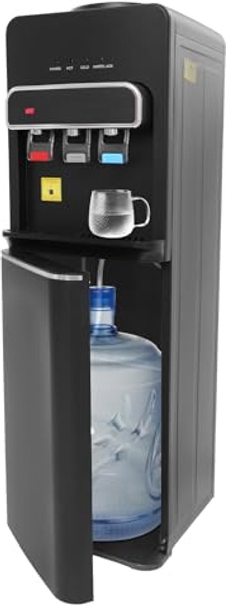 Staande waterdispenser voor warme en koude dranken, 5 gallon capaciteit, zwart