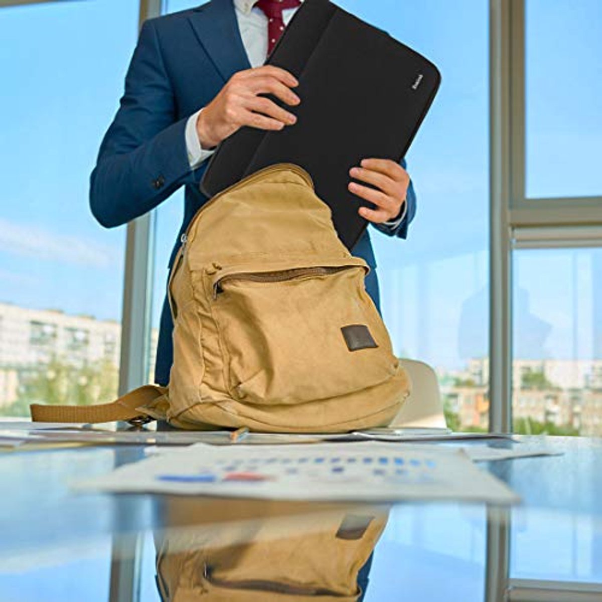 Duurzame Schokbestendige Laptophoes voor 17 inch Laptops met Accessoirevak
