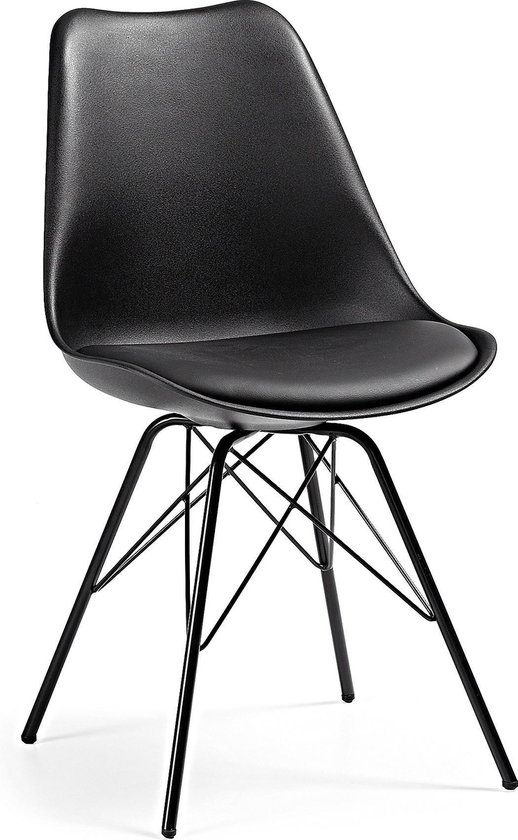 Kave Home - Ralf zwarte stoel met metalen poten | bol.com