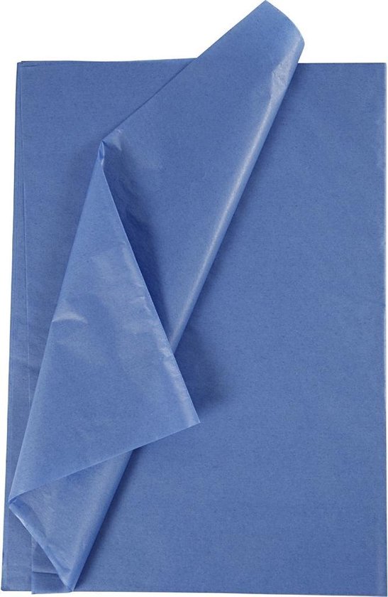 Blauw vloeipapier, opengeslagen vel met een opstaand randje.