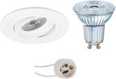 LED Spot Set - OSRAM Parathom PAR16 930 36D - Pragmi Alpin Pro - GU10 Fitting - Dimbaar - Inbouw Rond - Mat Wit - 3.7W - Warm Wit 3000K - Kantelbaar Ø92mm - BES LED