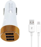 Durata DR-C503 Wit Autolader 3 USB Poort 5.1A met 1 Micro USB Kabel voor Samsung / Sony / Huawei / Motorola / Wiko / LG / HTC / Honor / Alcatel