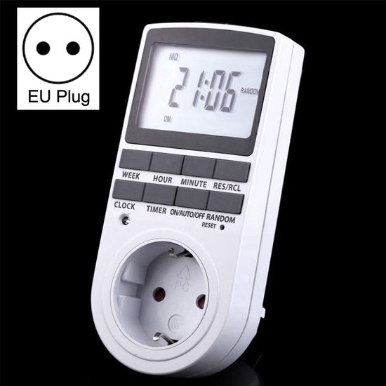 AC 230V Smart Home Plug-in Lcd-scherm Klok Zomertijd Functie 12/24 uur  Verwisselbare... | bol.com