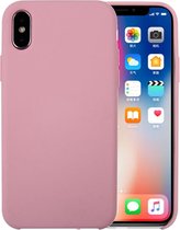 Voor iPhone X / XS Pure Color Liquid Silicone + PC Dropproof Protective Back Cover Case (Roze)