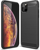 Brushed Texture Carbon Fiber TPU Case voor iPhone 11 Pro Max (Zwart)