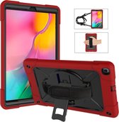 Voor Galaxy Tab A 10.1 (2019) T510 Contrastkleur Siliconen + PC-combinatiehoes met houder (rood + zwart)