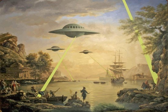 BANKSY UFO Invasion Impression sur toile