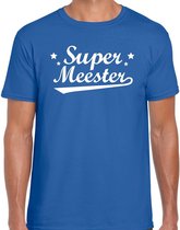 Super meester cadeau t-shirt blauw heren 2XL