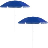 2x Verstelbare strand/tuin parasols blauw 200 cm - UV bescherming - Voordelige parasols