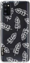 Casetastic Samsung Galaxy A41 (2020) Hoesje - Softcover Hoesje met Design - Feathers Outline Print