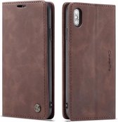 CaseMe - iPhone X/XS hoesje - Wallet Book Case - Magneetsluiting - Donker Bruin