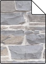 Proefstaal ESTAhome behang stenen muur lichtgrijs en beige - 138518 - 26,5 x 21 cm