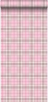 ESTAhome behang ruiten licht roze - 138808 - 53 cm x 10.05 m